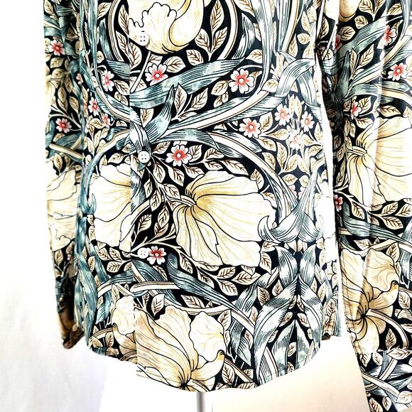 Morris & Co w/ H&M Floral Button Up Top NEW Size XS Cottage Tunic Length Chic - Picture 10 of 13